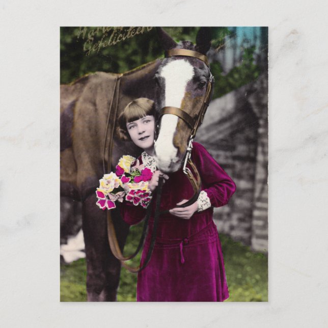 Mädchen mit Blume Postkarte (Vorderseite)