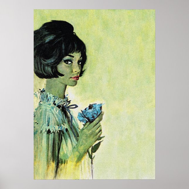 Mädchen mit Blume Retro Vintage Pulsabdeckung Art Poster (Vorne)