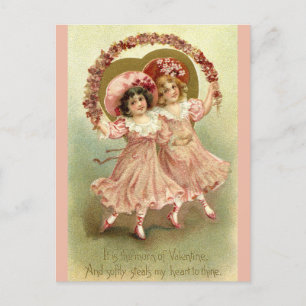 Mädchen mit Blume - Viktorianische Valentine Postk Feiertagspostkarte