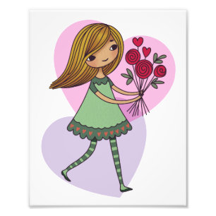 Mädchen mit Blumen Fotodruck