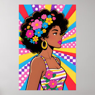 Mädchen mit Blumen Pop Art Poster