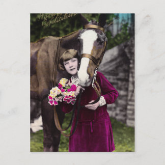 Mädchen mit Blumen Postkarte