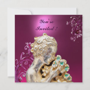 Mädchen mit Blumen, Rosa Lila Amethyst Einladung
