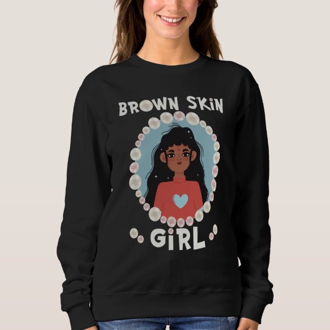 Mädchen mit brauner Hauthaut Perlen indisches Mädc Sweatshirt (Vorderseite)