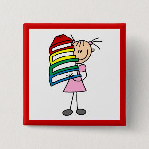Mädchen mit Büchern Button