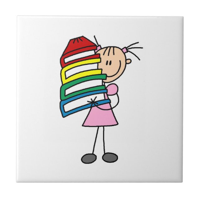 Mädchen mit Büchern Fliese (Vorderseite)