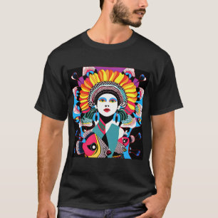 Mädchen mit buntem Fisch T-Shirt
