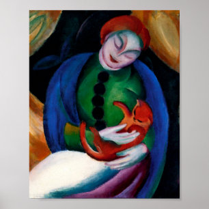 Mädchen mit Cat-Gemälde von Franz Marc Poster