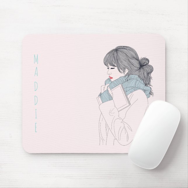 Mädchen mit cooler Abbildung Mousepad (Mit Mouse)