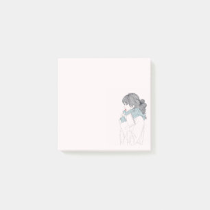 Mädchen mit cooler Abbildung Post-it Klebezettel