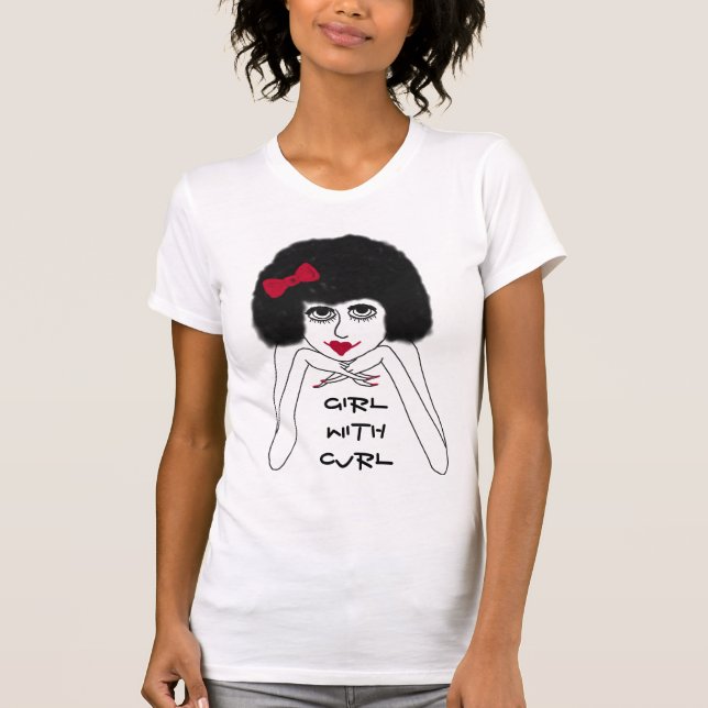 Mädchen mit Curl-Frauenhemd T-Shirt (Vorderseite)