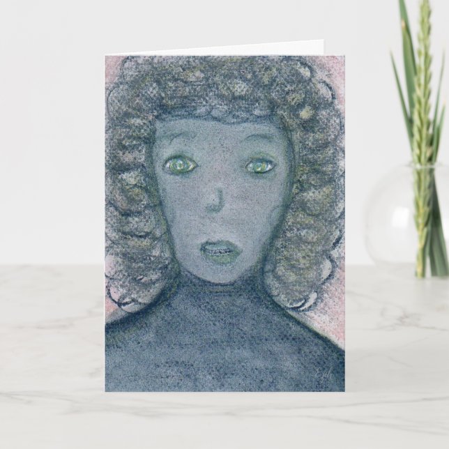 Mädchen mit Curly Hair Chalks Portrait Spirituelle Karte (Vorderseite)
