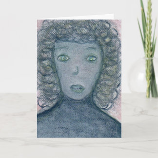 Mädchen mit Curly Hair Chalks Portrait Spirituelle Karte