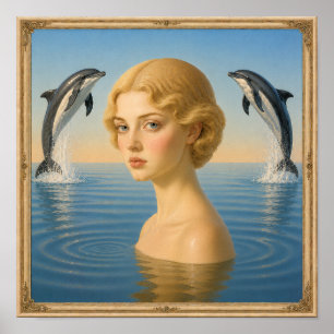 Mädchen mit Delfinen Poster