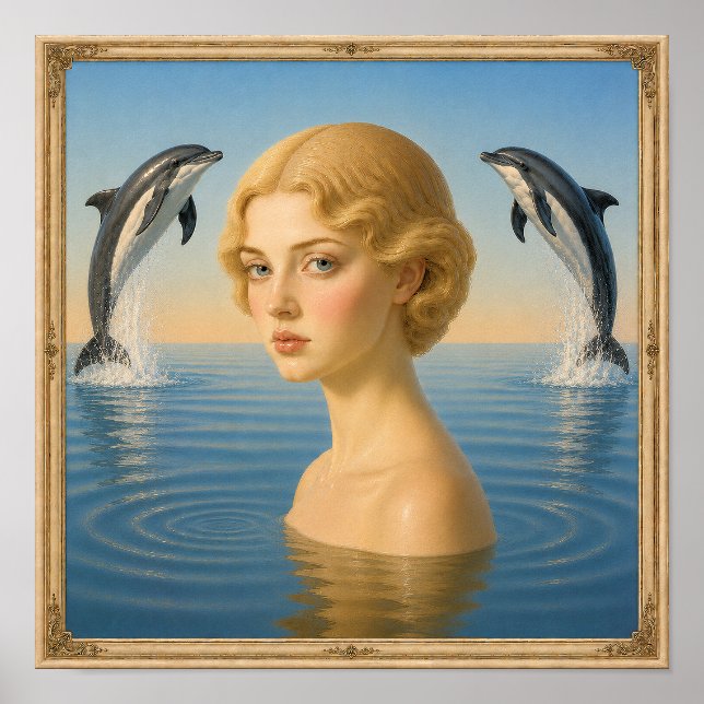 Mädchen mit Delfinen Poster (Vorne)