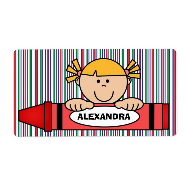 Mädchen mit dem Blonde Hair Crayon School Supply L (Vorne)