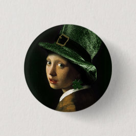 Mädchen mit dem Clover Earring - St Patrick's Day Button
