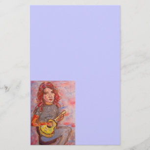 Mädchen mit dem rotem Haar und Ukulele Briefpapier