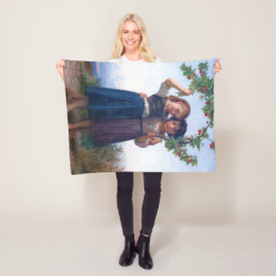 Mädchen mit dem Zweig Cherry, Bouguereau Fleecedecke