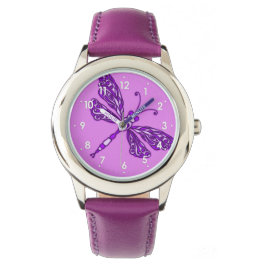 Mädchen mit der Anzahl der Libellen Armbanduhr