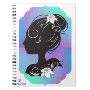 Mädchen mit der Blume "Yes I Can" SpiralNotebook Notizblock