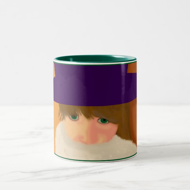Mädchen mit der Hut-Tasse Zweifarbige Tasse (Mittel)