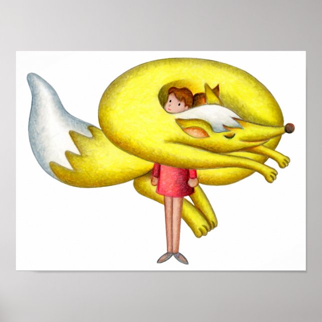 Mädchen mit einem Fuchs-druck Schal. Poster (Vorne)