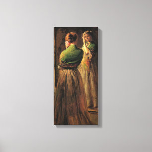 Mädchen mit einem grünen Schaf (von Joseph DeCamp) Leinwanddruck