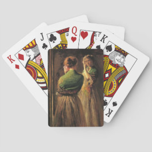 Mädchen mit einem grünen Schaf (von Joseph DeCamp) Spielkarten