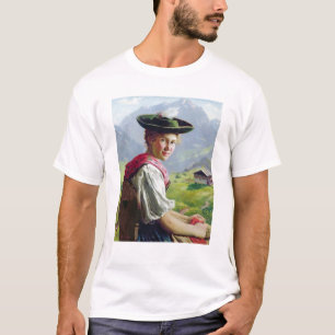 Mädchen mit einem Hut in der Gebirgslandschaft T-Shirt