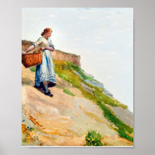 Mädchen mit einem Korb von Winslow Homer Poster