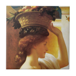 Mädchen mit einem Obstkorb (von Frederic Leighton) Fliese