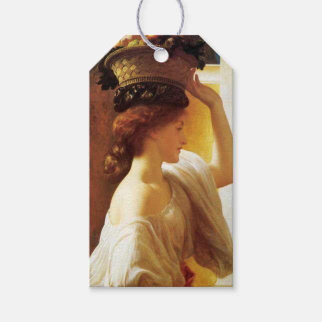 Mädchen mit einem Obstkorb (von Frederic Leighton) Geschenkanhänger (Vorderseite)