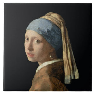 Mädchen mit einem Perlen-Ohrring, c.1665-6 (Öl a Fliese