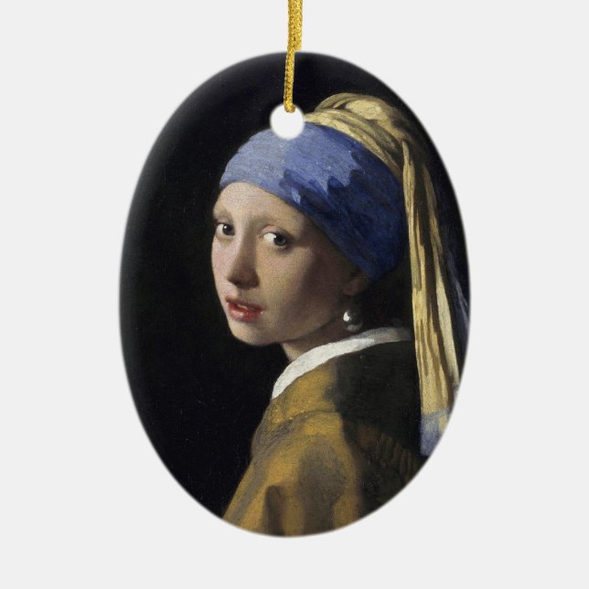 Mädchen mit einem Perlen-Ohrring Keramikornament (Vorne)