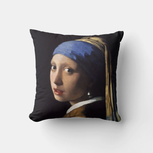 Mädchen mit einem Perlenohrring-Kunstkissen Kissen (Vorderseite)