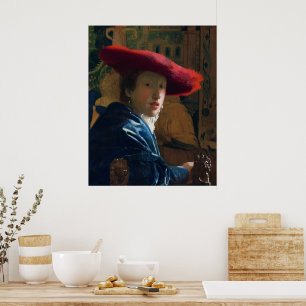 Mädchen mit einem Red Hat, berühmtes Bild Poster
