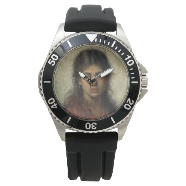 Mädchen mit einem roten Schaf (von Alexei Harlamof Armbanduhr (Vorderseite)