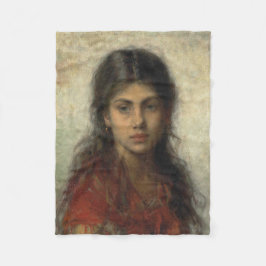 Mädchen mit einem roten Schaf (von Alexei Harlamof Fleecedecke