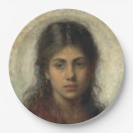Mädchen mit einem roten Schaf (von Alexei Harlamof Pappteller