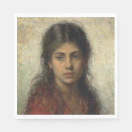 Mädchen mit einem roten Schaf (von Alexei Harlamof Serviette