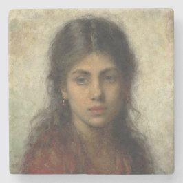 Mädchen mit einem roten Schaf (von Alexei Harlamof Steinuntersetzer