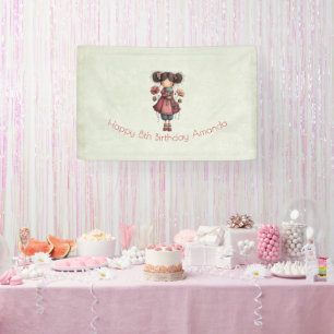 Mädchen mit einer Froschpuppe Süße Whimsical-Gebur Banner