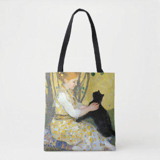 Mädchen mit einer Katze-Tasche Tasche