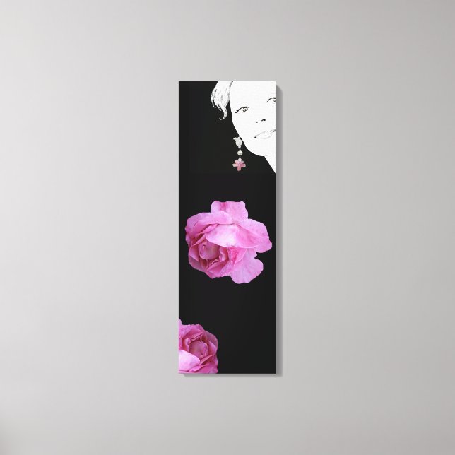 Mädchen mit einer Perle, die hübsch rosa Rosa Rosa Leinwanddruck (Vorderseite)