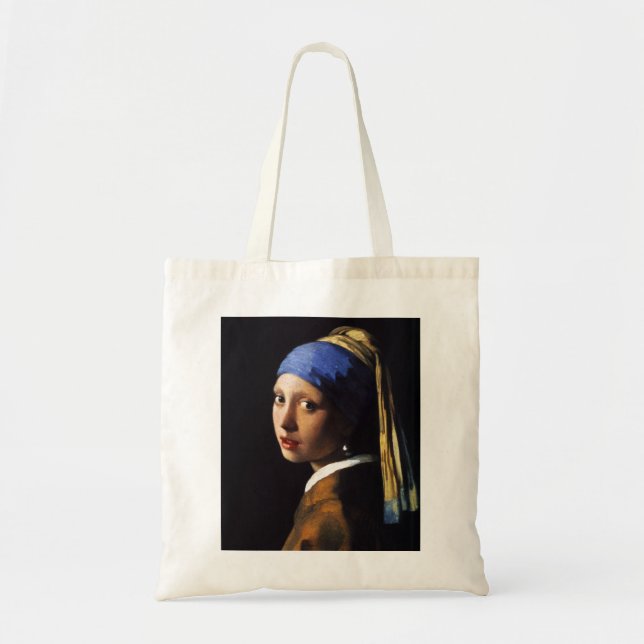 Mädchen mit einer Perlen-Ohrring-Taschen-Tasche Tragetasche (Vorne)