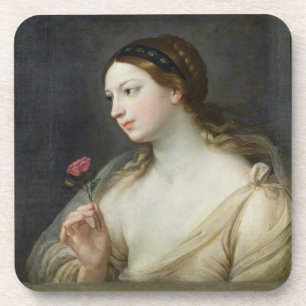 Mädchen mit einer Rose (Öl auf Leinwand) Getränkeuntersetzer