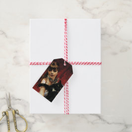 Mädchen mit einer schwarzen Katze in ihren Armen Geschenkanhänger