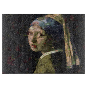 Mädchen mit Erdbeer-Ohrring Fine Art Spoof  Schneidebrett
