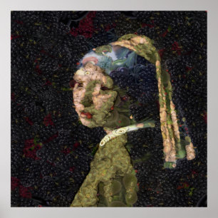 Mädchen mit Erdbeere erwecken Kunstlöffel Poster